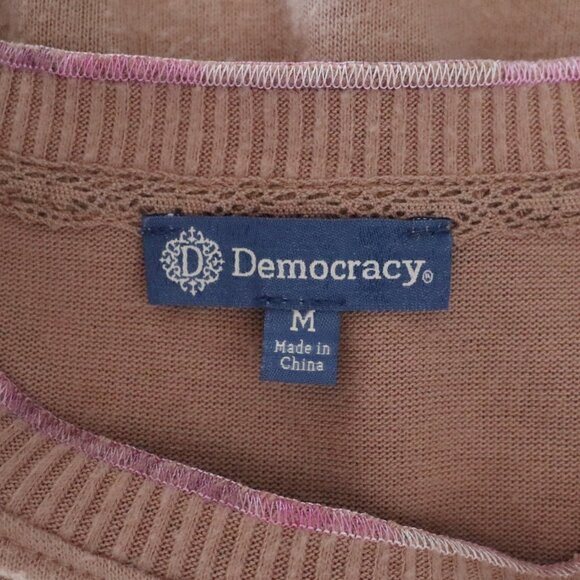 Democracy Brown Medium Lightweight Soft Pocket Ribbed Knit Pullover Sweater Top - Picture 10 of 12